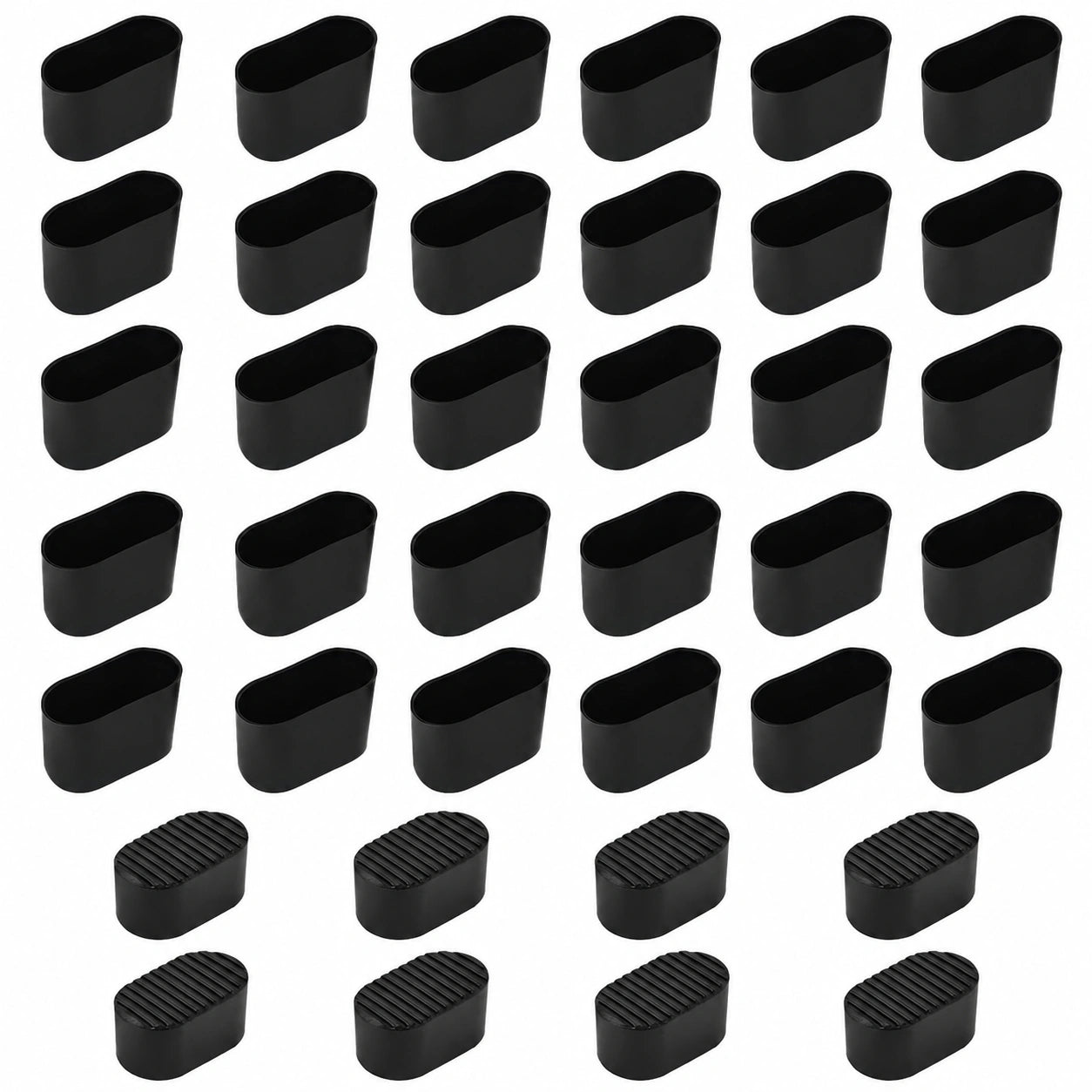 32er Set ovale Stuhlbeinkappen, 40x20 mm, schwarze Schutzkappen für Gartenmöbel