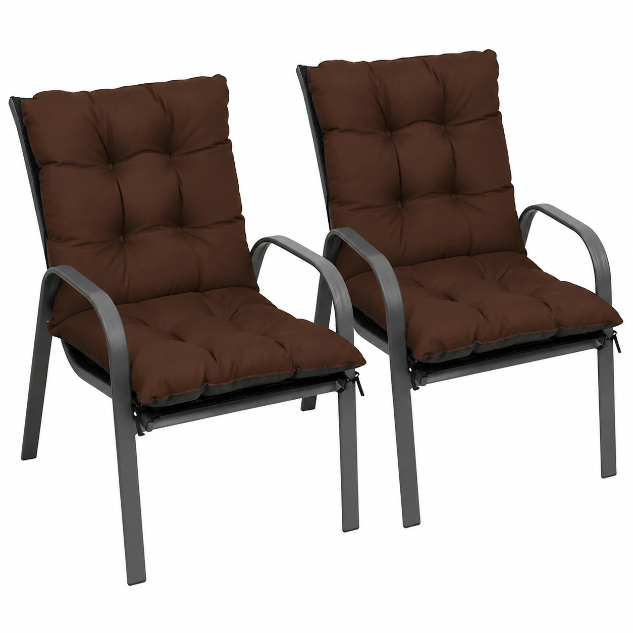 Wetterfeste Outdoor Stuhlkissen Set - 2 Stück, 48x96 cm, UV-beständig und Wasserdicht, Hergestellt in der EU, Braun