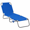 Outsunny Klappbare Sonnenliege mit Verstellbarer Rückenlehne, Wetterfeste Garten- und Strandliege, Belastbar bis 120 kg, für Outdoor und Pool, Blau