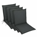 LILENO HOME Sitzkissen-Set für Gartenmöbel, Anthrazit, 4-teilig - Komfortable Niedriglehner-Auflagen für Garten- und Klappstühle