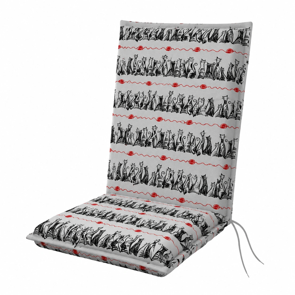Hochlehner Gartenstuhlauflage mit Katzenmuster - 118x48x5cm, Baumwolle & Polyester
