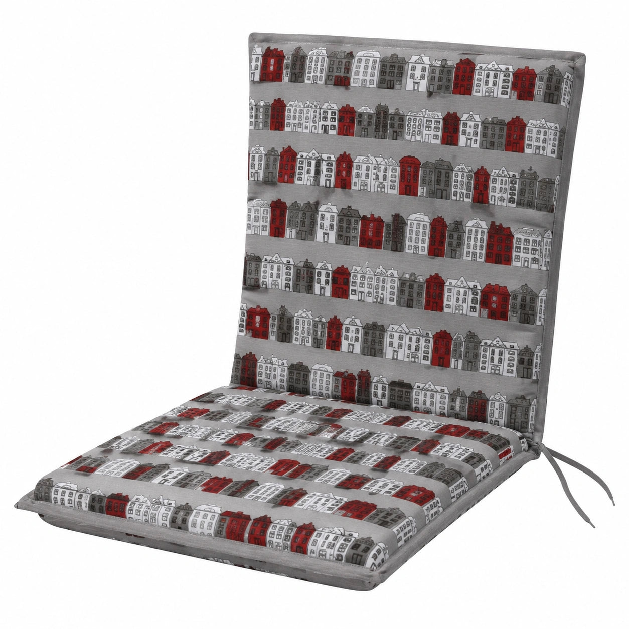 Doppler Gartenstuhl-Auflage mit Häuser-Design, 100x48x5cm, Baumwolle-Polyester, Komfortkissen