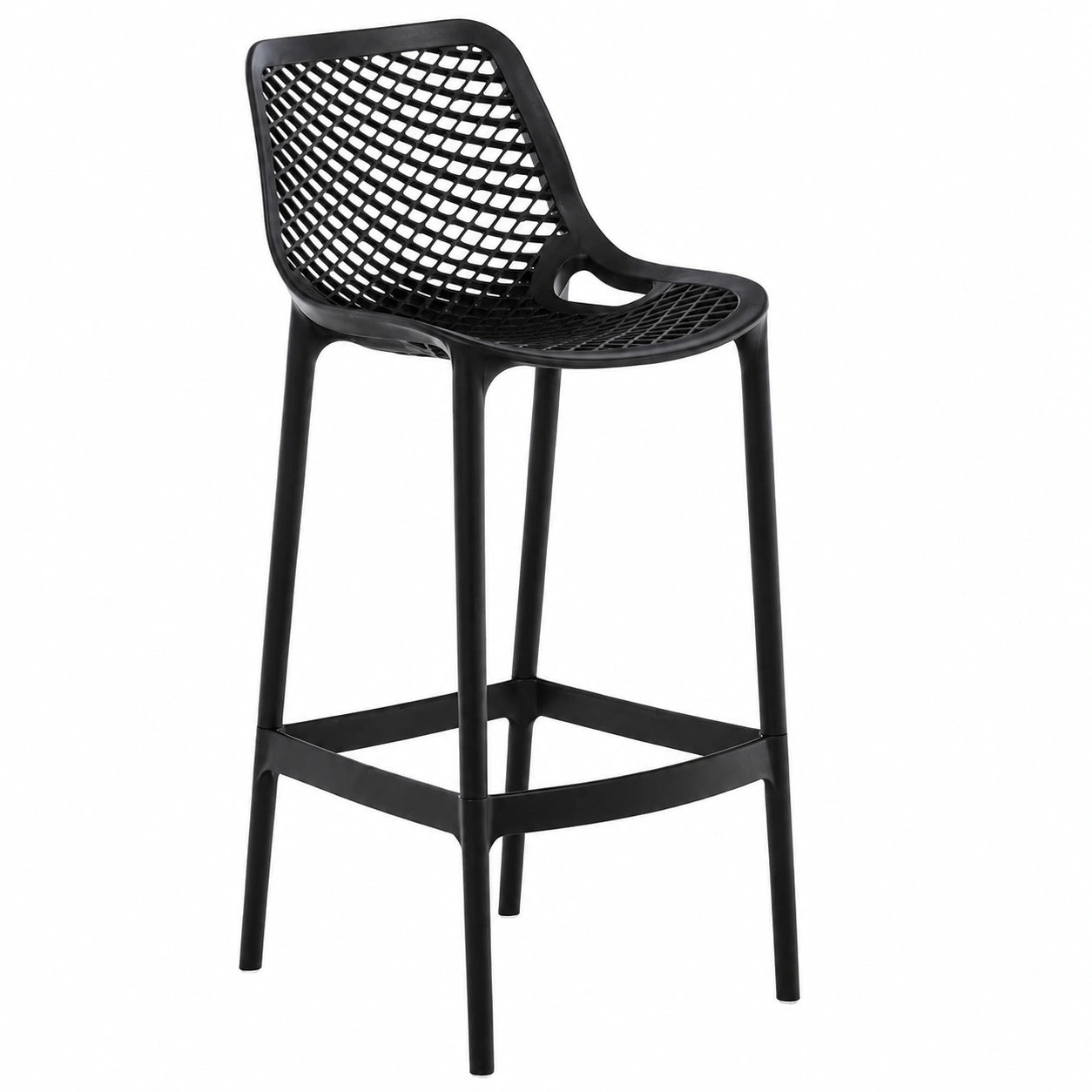 Set aus 2 wetterfesten Garten-Barhockern mit Rückenlehne, UV-beständig, bis 160 kg, Schwarz