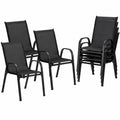 Hochwertige Stapelbare Gartenstühle Set, Schwarz – Textilene & Stahl, Belastbar bis 120 kg
