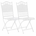 2er Set Klappbare Gartenstühle im Jugendstil, Metall aus Eisen, Ideal für Terrasse und Balkon, Farbe: Weiß