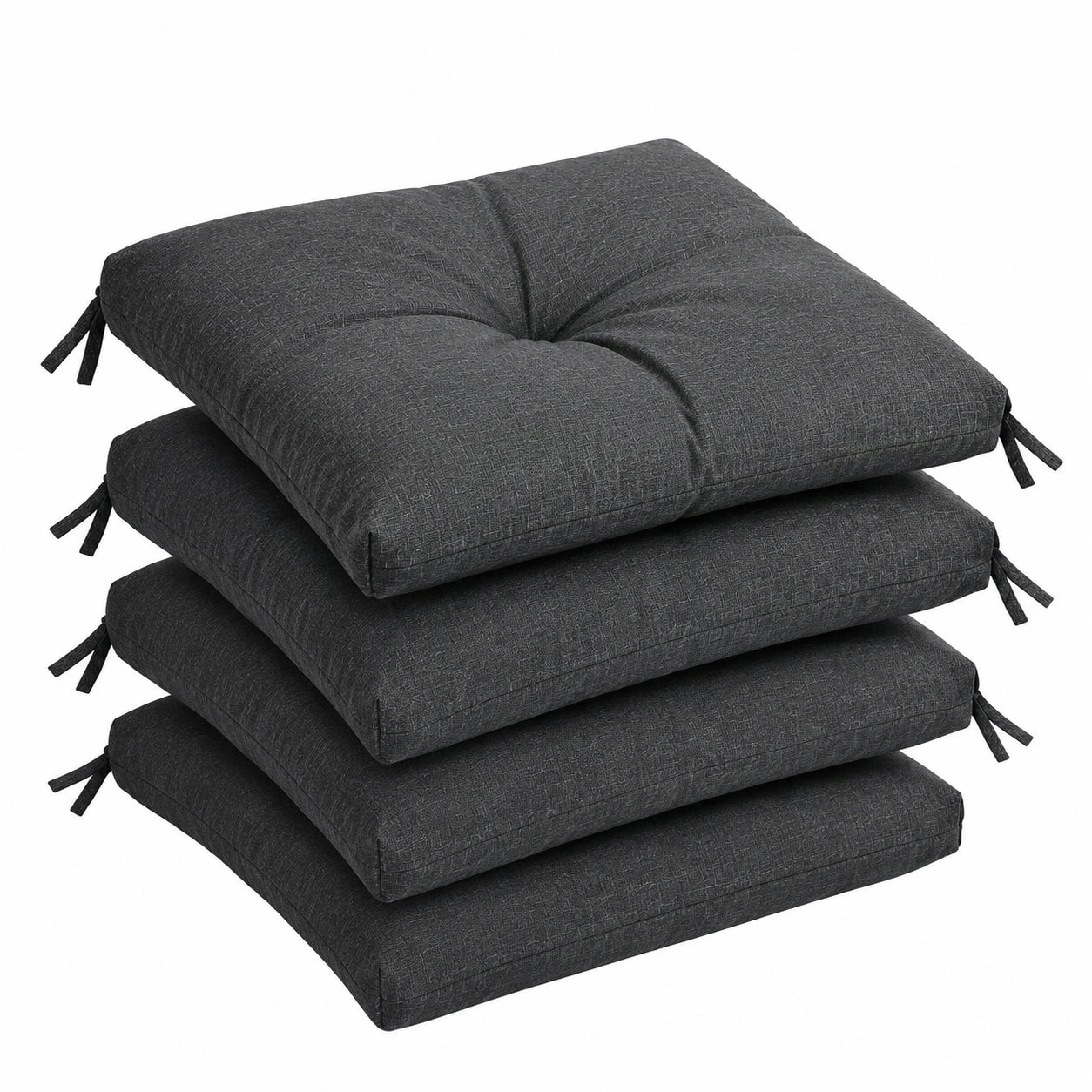 Wetterfestes Sitzkissen Set 45x45 cm für Gartenstühle - 4 Stück - Schwarz