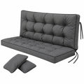 Gartenbankauflage, Polster für Hollywoodschaukel mit 2 Seitenkissen, gesteppt, anthrazit, 180 x 49 x 56 cm