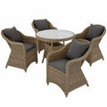 Hochwertige Rattan Gartenmöbel Sitzgruppe - Wetterfestes Set mit Tisch und 4 Stühlen für Balkon und Terrasse