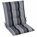 Beautissu Premium Gartenstuhlauflagen Set 6-teilig 100x50cm, Niedriglehner, 8cm Dick, Rutschfest, UV-beständig, Anthrazit Gestreift