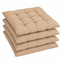 Sunnypillow 4er Set Sitzauflagen mit Befestigungsbändern, 45x45 cm, 8 cm dick - Ideal für Stühle und Bänke im Innen- und Außenbereich, Beige